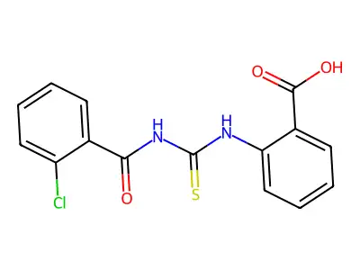 2-({[(2-Chlorophenyl)carbonyl]carbamothioyl}amino)benzoic acid structure
