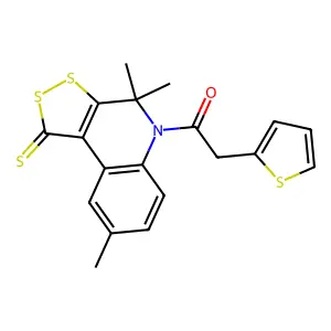 2-(thiophen-2-yl)-1-(4,4,8-trimethyl-1-thioxo-1,4-dihydro-5H-[1,2]dithiolo[3,4-c]quinolin-5-yl)ethanone structure