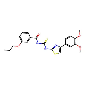 N-[[4-(3,4-dimethoxyphenyl)-1,3-thiazol-2-yl]carbamothioyl]-3-propoxybenzamide structure