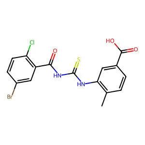 3-({[(5-Bromo-2-chlorophenyl)carbonyl]carbamothioyl}amino)-4-methylbenzoic acid structure