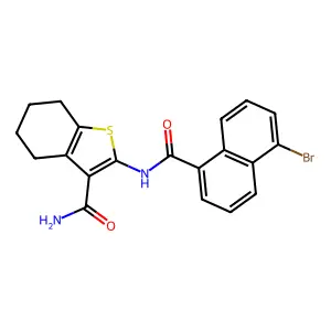 2-[(5-bromonaphthalene-1-carbonyl)amino]-4,5,6,7-tetrahydro-1-benzothiophene-3-carboxamide structure