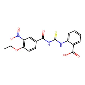 2-({[(4-Ethoxy-3-nitrophenyl)carbonyl]carbamothioyl}amino)benzoic acid structure