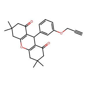 3,3,6,6-tetramethyl-9-(3-prop-2-ynoxyphenyl)-4,5,7,9-tetrahydro-2H-xanthene-1,8-dione structure