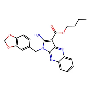 butyl 2-amino-1-(1,3-benzodioxol-5-ylmethyl)-1H-pyrrolo[2,3-b]quinoxaline-3-carboxylate structure