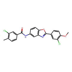 3-chloro-N-[2-(3-chloro-4-methoxyphenyl)-1,3-benzoxazol-5-yl]-4-methylbenzamide structure