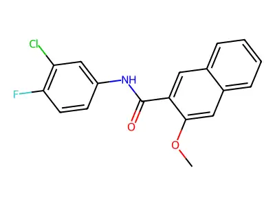 N-(3-chloro-4-fluorophenyl)-3-methoxynaphthalene-2-carboxamide structure