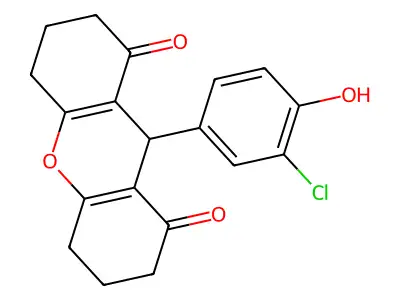 9-(3-chloro-4-hydroxyphenyl)-3,4,5,6,7,9-hexahydro-2H-xanthene-1,8-dione structure