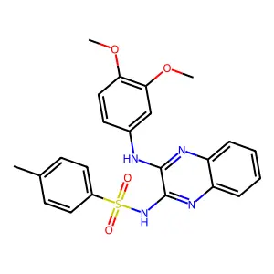 N-{3-[(3,4-dimethoxyphenyl)amino]quinoxalin-2-yl}-4-methylbenzenesulfonamide structure