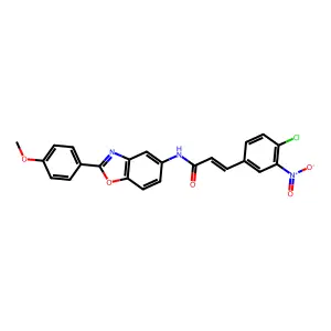 (2E)-3-(4-chloro-3-nitrophenyl)-N-[2-(4-methoxyphenyl)-1,3-benzoxazol-5-yl]prop-2-enamide structure