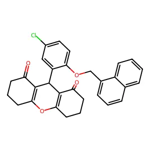 9-[5-chloro-2-(naphthalen-1-ylmethoxy)phenyl]-3,4,5,6,7,9-hexahydro-2H-xanthene-1,8-dione structure