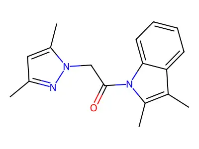 1-(2,3-Dimethyl-indol-1-yl)-2-(3,5-dimethyl-pyrazol-1-yl)-ethanone structure
