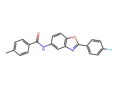 N-[2-(4-fluorophenyl)-1,3-benzoxazol-5-yl]-4-methylbenzamide structure