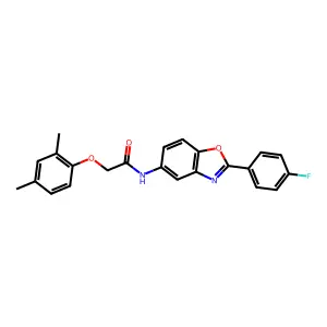 2-(2,4-dimethylphenoxy)-N-[2-(4-fluorophenyl)-1,3-benzoxazol-5-yl]acetamide structure
