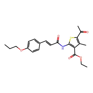 ethyl 5-acetyl-4-methyl-2-{[(2E)-3-(4-propoxyphenyl)prop-2-enoyl]amino}thiophene-3-carboxylate structure