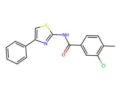 3-chloro-4-methyl-N-(4-phenyl-1,3-thiazol-2-yl)benzamide structure