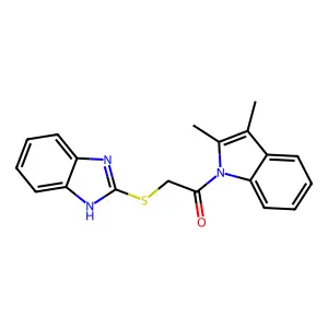 2-(1H-benzimidazol-2-ylthio)-1-(2,3-dimethyl-1-indolyl)ethanone structure