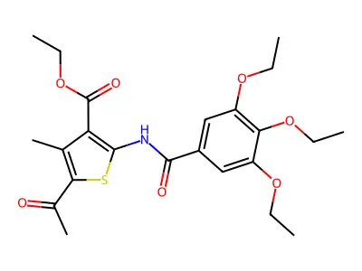 ethyl 5-acetyl-4-methyl-2-{[(3,4,5-triethoxyphenyl)carbonyl]amino}thiophene-3-carboxylate structure