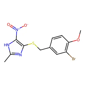 4-[(3-bromo-4-methoxyphenyl)methylsulfanyl]-2-methyl-5-nitro-1H-imidazole structure