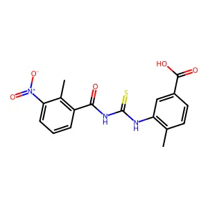 4-Methyl-3-({[(2-methyl-3-nitrophenyl)carbonyl]carbamothioyl}amino)benzoic acid structure