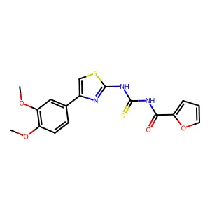 N-[[4-(3,4-dimethoxyphenyl)-1,3-thiazol-2-yl]carbamothioyl]furan-2-carboxamide structure