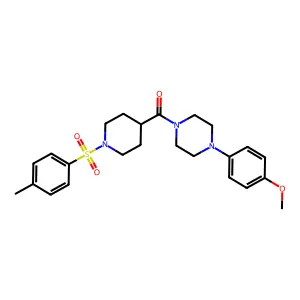 [4-(4-methoxyphenyl)piperazin-1-yl]-[1-(4-methylphenyl)sulfonylpiperidin-4-yl]methanone structure