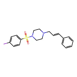 1-(4-iodophenyl)sulfonyl-4-[(E)-3-phenylprop-2-enyl]piperazine structure