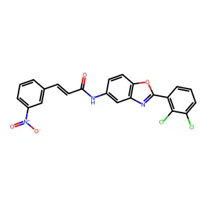 (2E)-N-[2-(2,3-dichlorophenyl)-1,3-benzoxazol-5-yl]-3-(3-nitrophenyl)prop-2-enamide structure