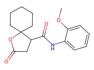 N-(2-methoxyphenyl)-2-oxo-1-oxaspiro[4.5]decane-4-carboxamide structure