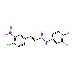 (E)-N-(3-chloro-4-fluorophenyl)-3-(4-chloro-3-nitrophenyl)prop-2-enamide structure