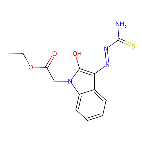 ethyl 2-[3-(carbamothioylhydrazinylidene)-2-oxoindol-1-yl]acetate structure