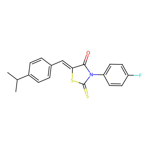 (Z)-3-(4-fluorophenyl)-5-(4-isopropylbenzylidene)-2-thioxothiazolidin-4-one structure