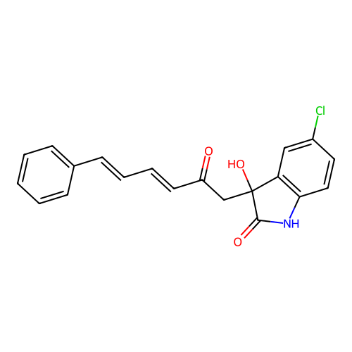5-chloro-3-hydroxy-3-[(3E,5E)-2-oxo-6-phenylhexa-3,5-dien-1-yl]-1,3-dihydro-2H-indol-2-one structure