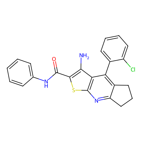 3-amino-4-(2-chlorophenyl)-N-phenyl-6,7-dihydro-5H-cyclopenta[b]thieno[3,2-e]pyridine-2-carboxamide structure