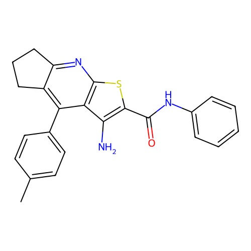 3-amino-4-(4-methylphenyl)-N-phenyl-6,7-dihydro-5H-cyclopenta[b]thieno[3,2-e]pyridine-2-carboxamide structure