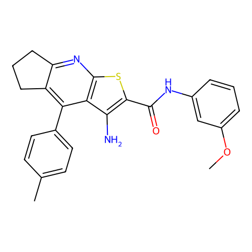 3-amino-N-(3-methoxyphenyl)-4-(4-methylphenyl)-6,7-dihydro-5H-cyclopenta[b]thieno[3,2-e]pyridine-2-carboxamide structure
