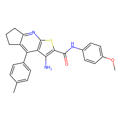 3-amino-N-(4-methoxyphenyl)-4-(4-methylphenyl)-6,7-dihydro-5H-cyclopenta[b]thieno[3,2-e]pyridine-2-carboxamide structure