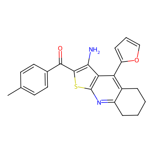(3-amino-4-(furan-2-yl)-5,6,7,8-tetrahydrothieno[2,3-b]quinolin-2-yl)(p-tolyl)methanone structure