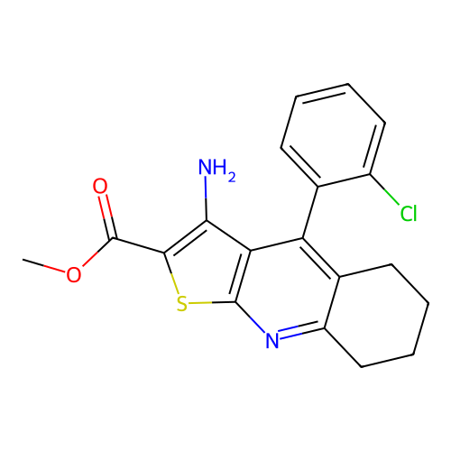 methyl 3-amino-4-(2-chlorophenyl)-5,6,7,8-tetrahydrothieno[2,3-b]quinoline-2-carboxylate structure