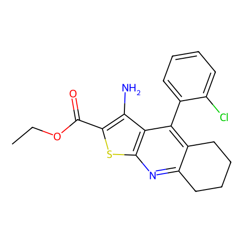 ethyl 3-amino-4-(2-chlorophenyl)-5,6,7,8-tetrahydrothieno[2,3-b]quinoline-2-carboxylate structure