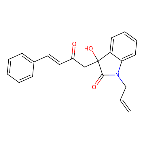 3-hydroxy-3-[(E)-2-oxo-4-phenylbut-3-enyl]-1-prop-2-enylindol-2-one structure