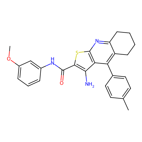 3-amino-N-(3-methoxyphenyl)-4-(4-methylphenyl)-5,6,7,8-tetrahydrothieno[2,3-b]quinoline-2-carboxamide structure