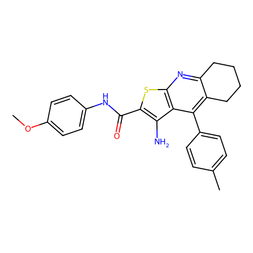 3-amino-N-(4-methoxyphenyl)-4-(4-methylphenyl)-5,6,7,8-tetrahydrothieno[2,3-b]quinoline-2-carboxamide structure