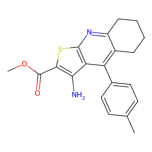 methyl 3-amino-4-(4-methylphenyl)-5,6,7,8-tetrahydrothieno[2,3-b]quinoline-2-carboxylate structure