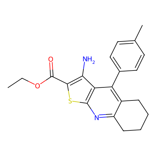 ethyl 3-amino-4-(4-methylphenyl)-5,6,7,8-tetrahydrothieno[2,3-b]quinoline-2-carboxylate structure