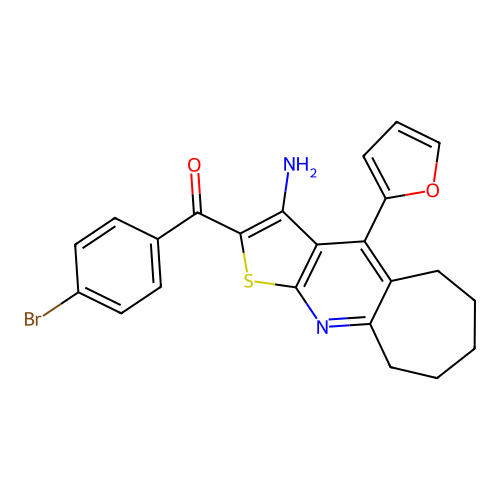 (3-amino-4-(furan-2-yl)-6,7,8,9-tetrahydro-5H-cyclohepta[b]thieno[3,2-e]pyridin-2-yl)(4-bromophenyl)methanone structure