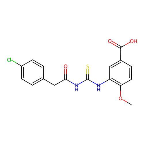 3-({[(4-Chlorophenyl)acetyl]carbamothioyl}amino)-4-methoxybenzoic acid structure