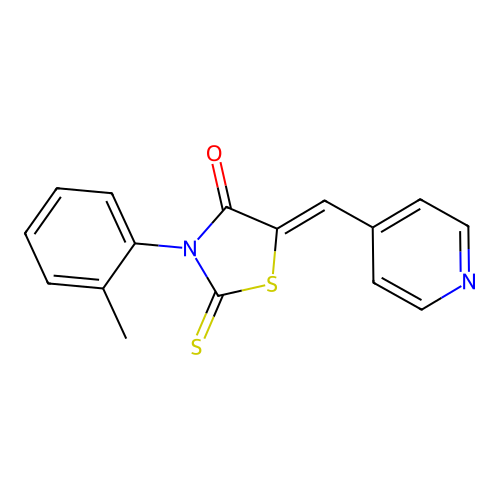 (Z)-5-(pyridin-4-ylmethylene)-2-thioxo-3-(o-tolyl)thiazolidin-4-one structure