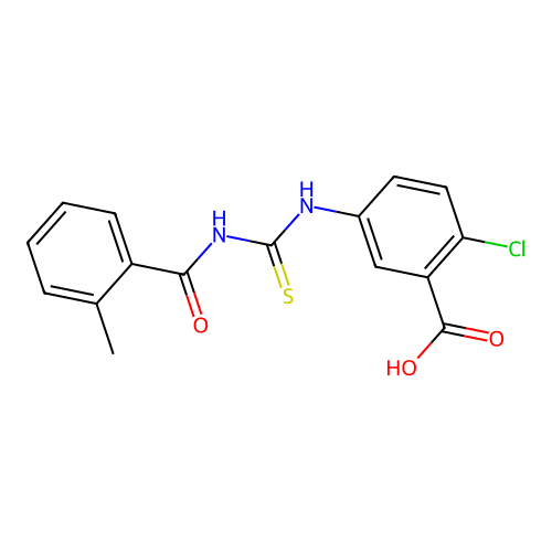 2-Chloro-5-({[(2-methylphenyl)carbonyl]carbamothioyl}amino)benzoic acid structure