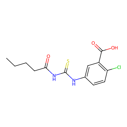 2-Chloro-5-{[(pentanoylamino)carbonothioyl]amino}benzoic acid structure