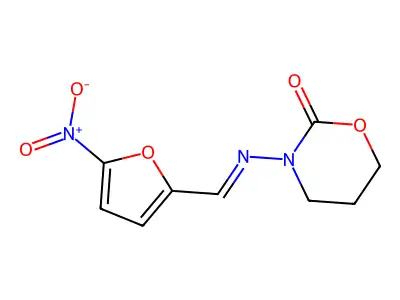 3-{[(5-Nitrofuran-2-yl)methylidene]amino}-1,3-oxazinan-2-one structure
